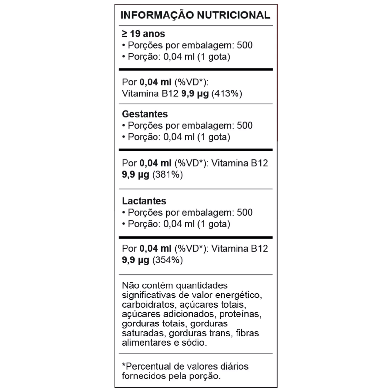 Vitamina B12 - Em gotas