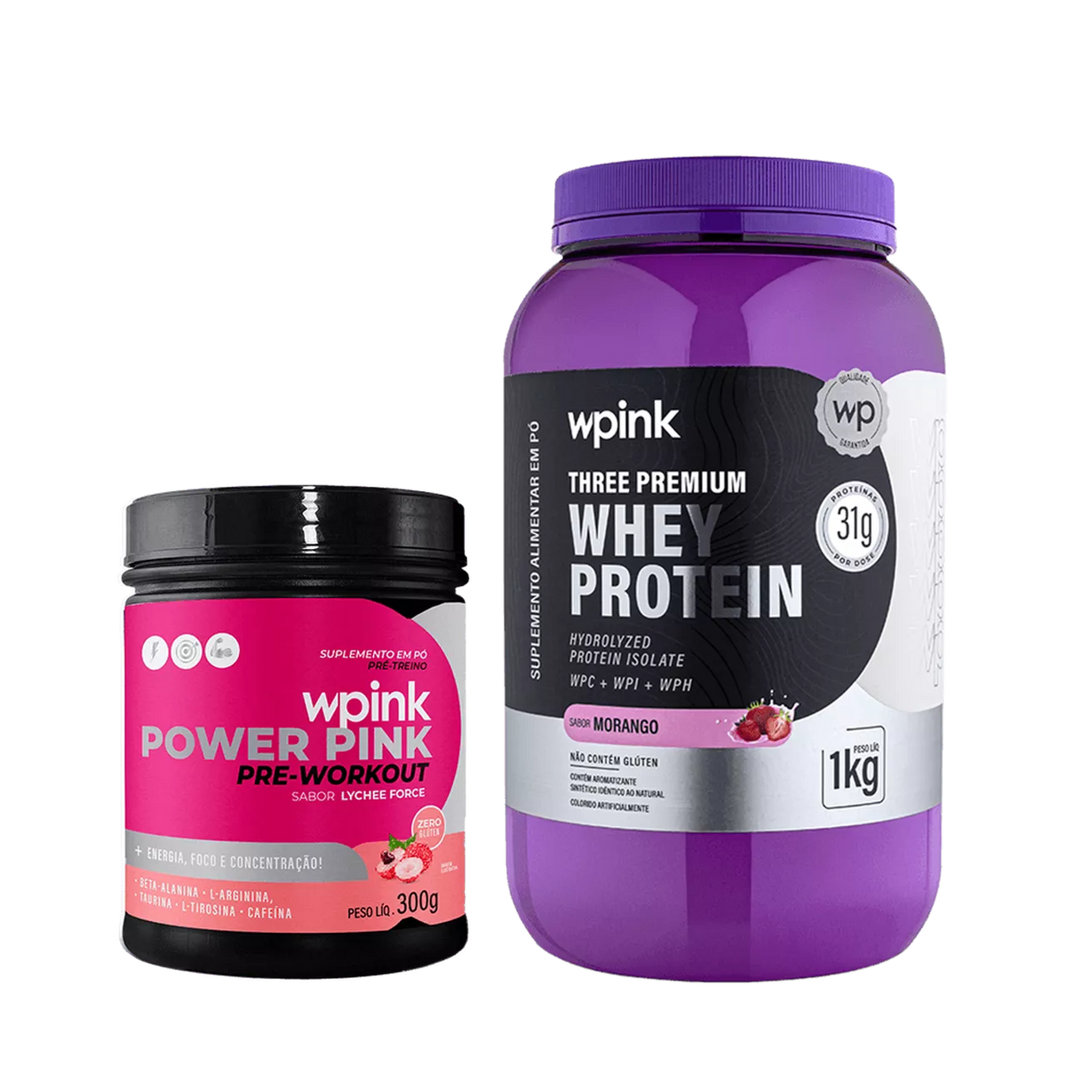 Whey Protein Morango – 1 kg + Super Power Pink de Lichia - 300g
