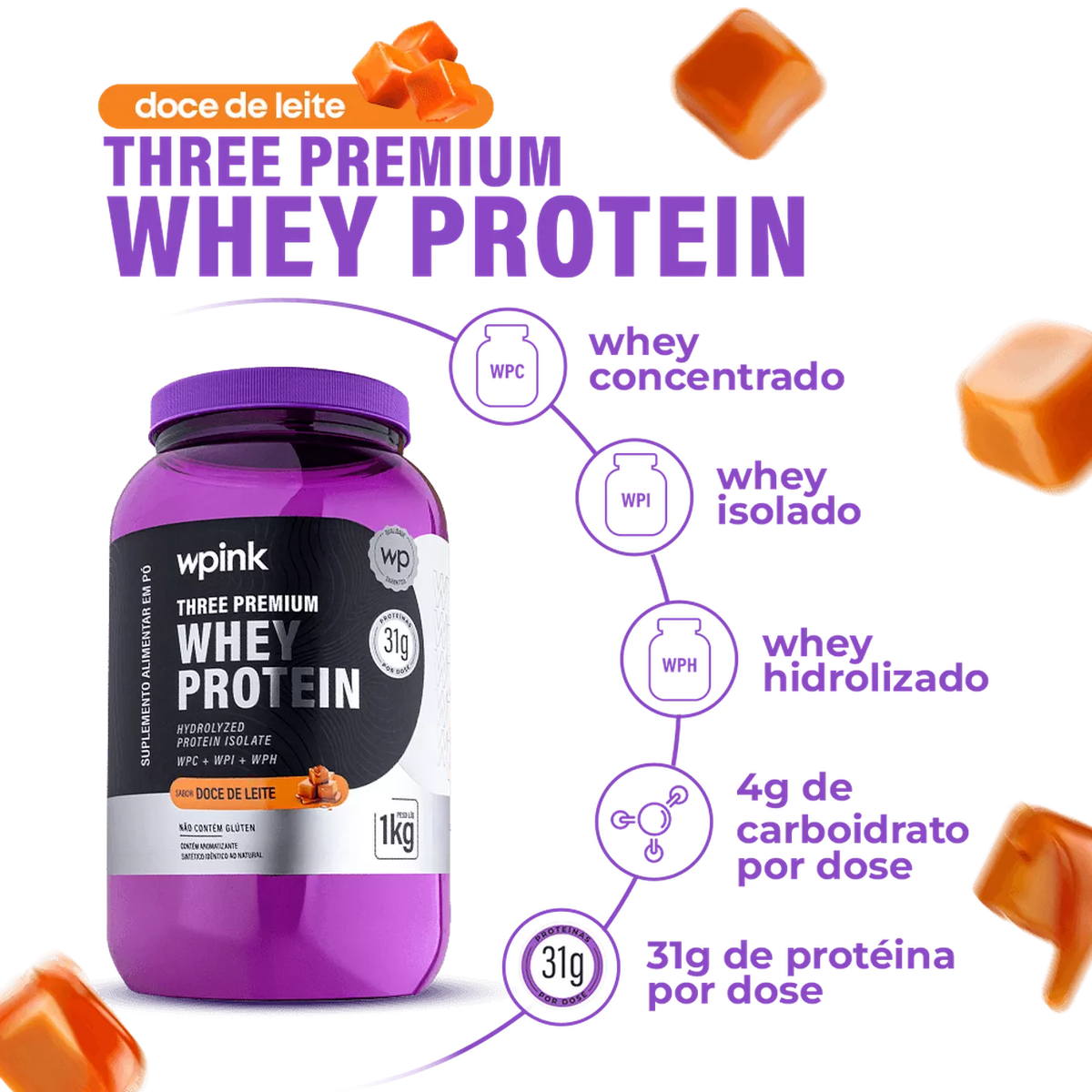 Three Premium Whey Protein Doce de Leite 3W - (1kg)